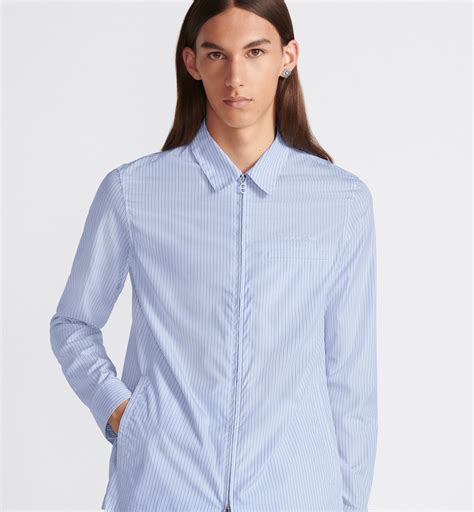 chemise dior bleu|Chemise Popeline de coton bleu à rayures .